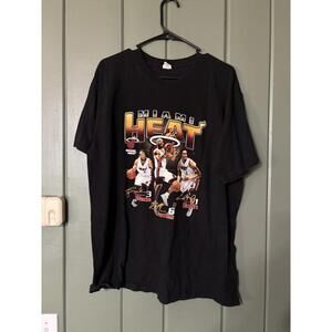 Miami Heat Big Three T Shirt Mens Xl Black Short Sleeve Lebron Wade Bosh